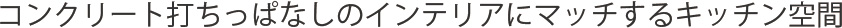 コンクリート打ちっぱなしのインテリアにマッチするキッチン空間